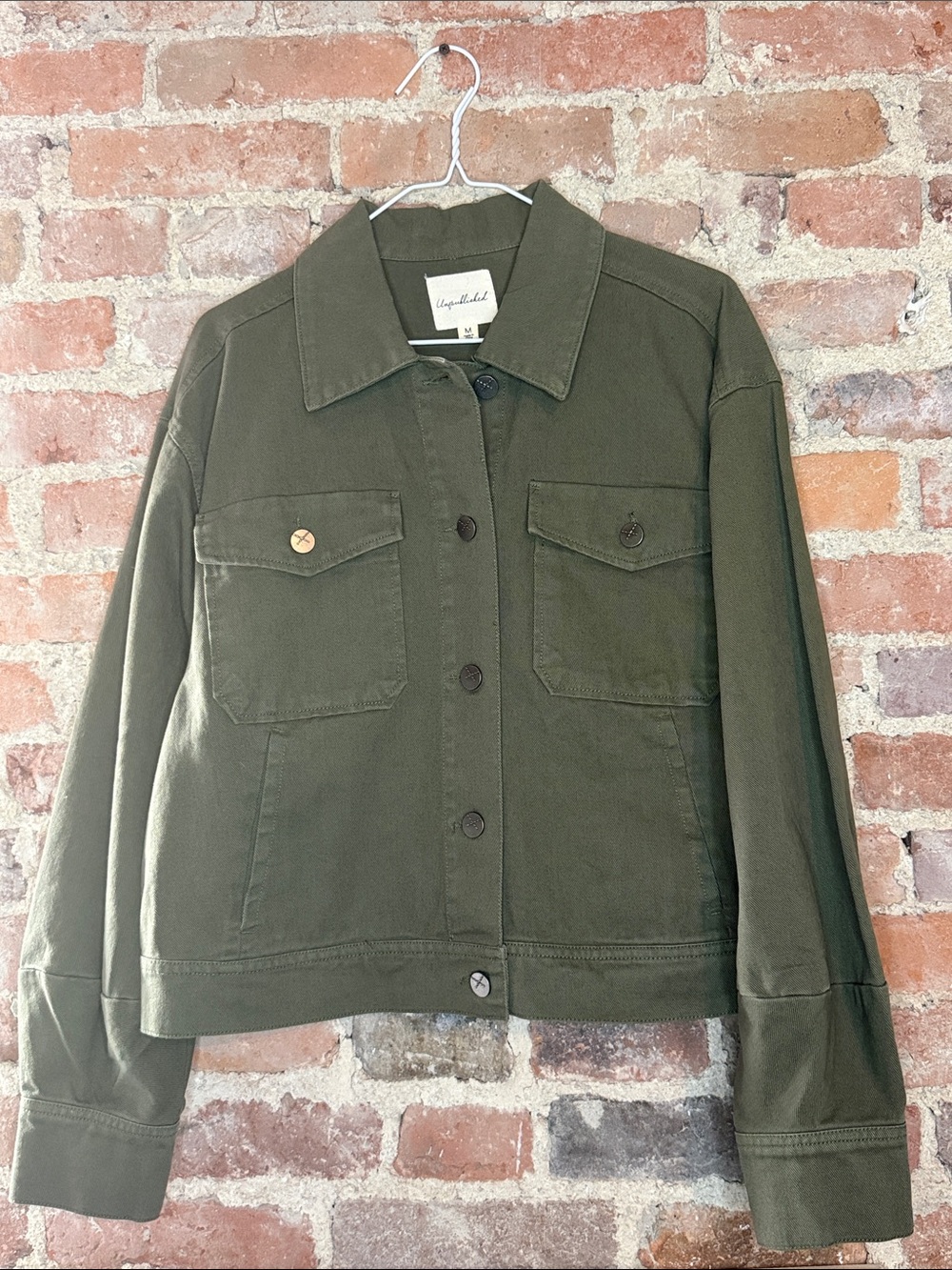 Rails Olive Green Cotton Utility Jacket Overshirt Military Button Front Women’s